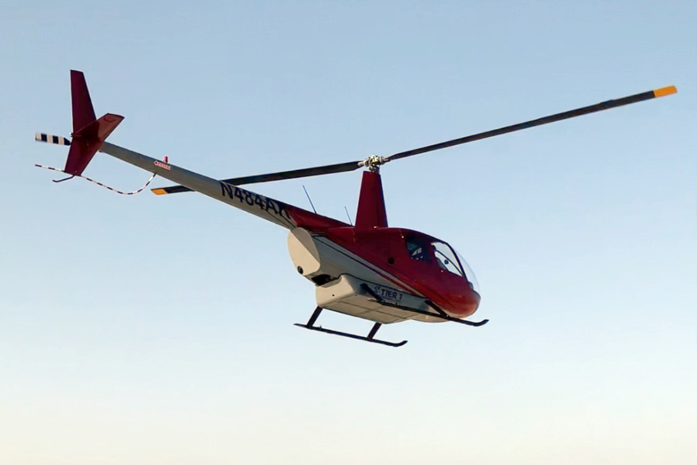 Tier 1 Engineering e-R44 2nd Generation electric helicopter flying, Tier 1 Engineering photo credit Tier 1 Engineering e-R44 2nd Generation electric helicopter flying, Tier 1 Engineering photo credit
